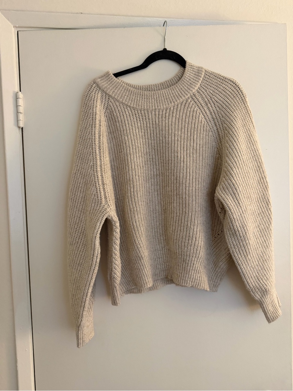 Double Zero Cream Ribbed Crewneck Sweater